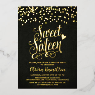 Aluminium Invitation chic en feuille d'or avec confettis noi
