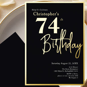 Aluminium Invitation d'anniversaire 74 ans en feuille d'or M