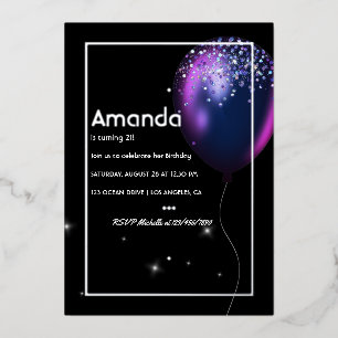 Aluminium Invitation d'anniversaire avec ballon en feuille d