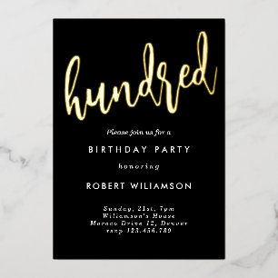 Aluminium Invitation d'anniversaire centenaire en or