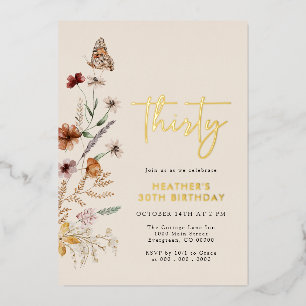 Aluminium Invitation d'anniversaire trente ans en feuille d'