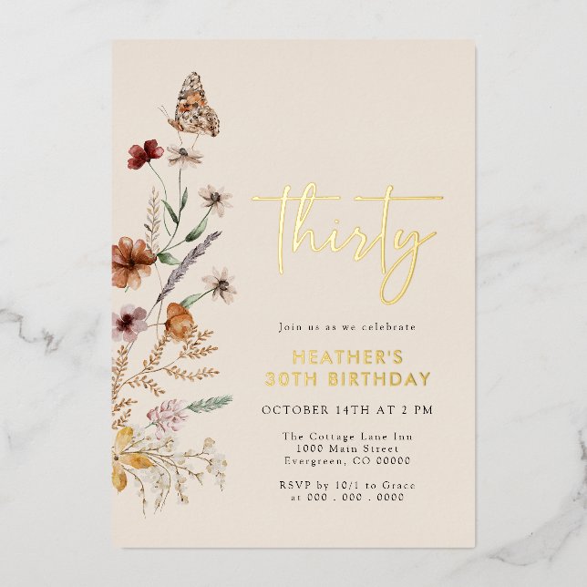 Aluminium Invitation d'anniversaire trente ans en feuille d' (Recto)