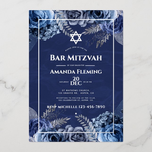 Aluminium Invitation de Bat Mitzvah en feuille d'aluminium à (Recto)