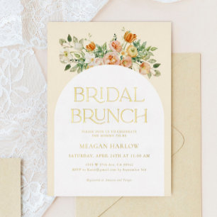 Aluminium Invitation de brunch bohème florale en feuille d'o