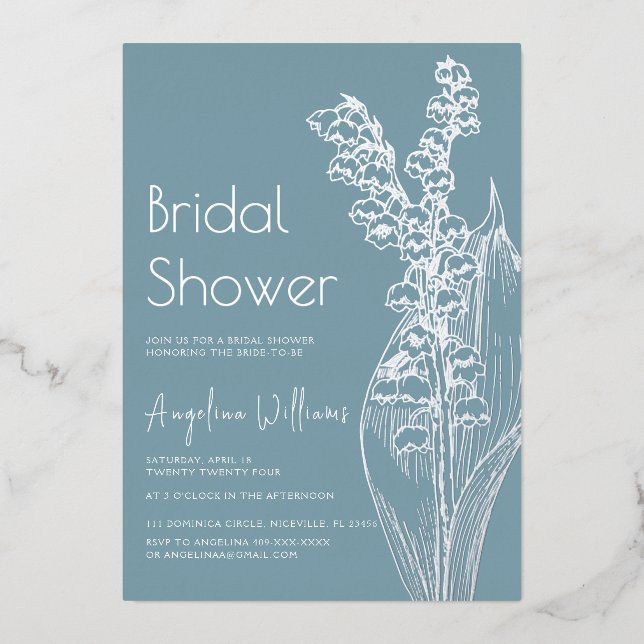 Aluminium Invitation de douche de mariée en papier d'alumini (Recto)