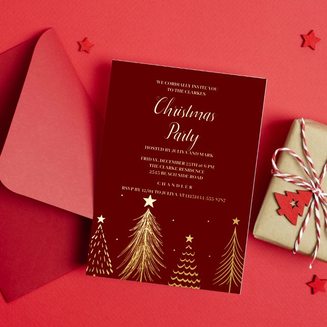 Aluminium Invitation de fête de Noël arbre de Noël en feuill (Créateur téléchargé)