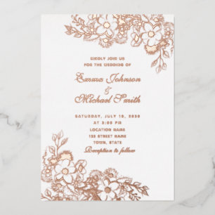 Aluminium Invitation de mariage à motif floral en feuille d'