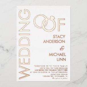 Aluminium Invitation de mariage avec anneau audacieux en rel