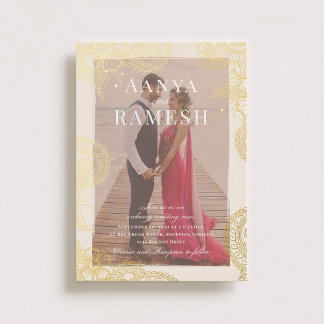 Aluminium Invitation de mariage avec photo de Mehndi en véri