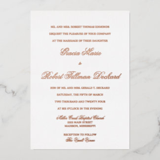 Aluminium Invitation de mariage classique en papier d'alumin