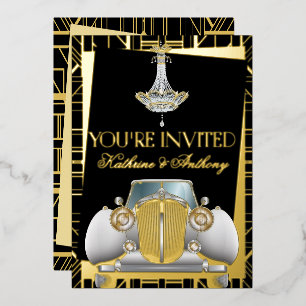 Aluminium Invitation de mariage classique Gatsby Deco en feu