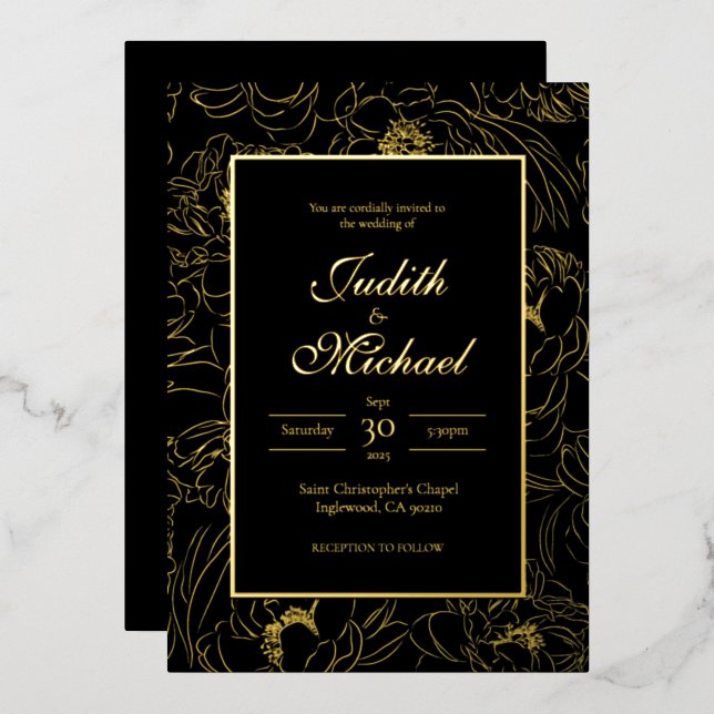 Aluminium Invitation de mariage de soirée Deluxe en feuille  (Recto/Verso)
