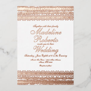 Aluminium Invitation de mariage élégante en dentelle avec fe