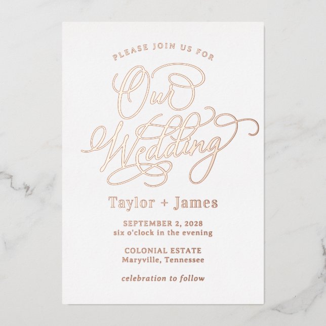 Aluminium Invitation de mariage élégante en feuille d'alumin (Recto)