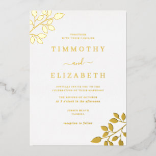 Aluminium Invitation de mariage élégante en feuille d'or