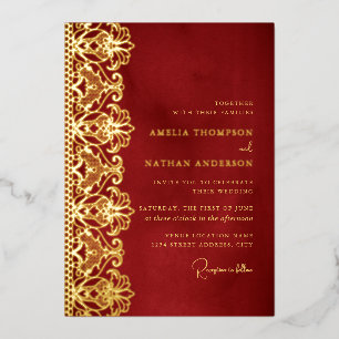 Aluminium Invitation de mariage élégante en or rouge avec fo