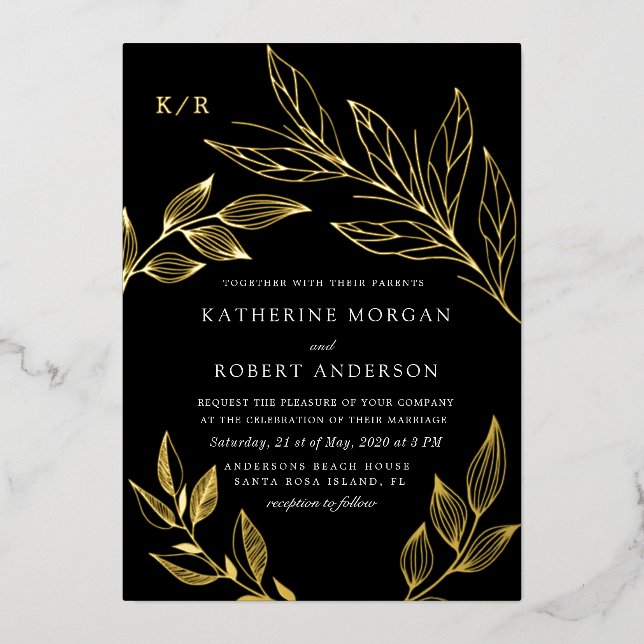 Aluminium invitation de mariage élégante luxueuse en feuille (Recto)