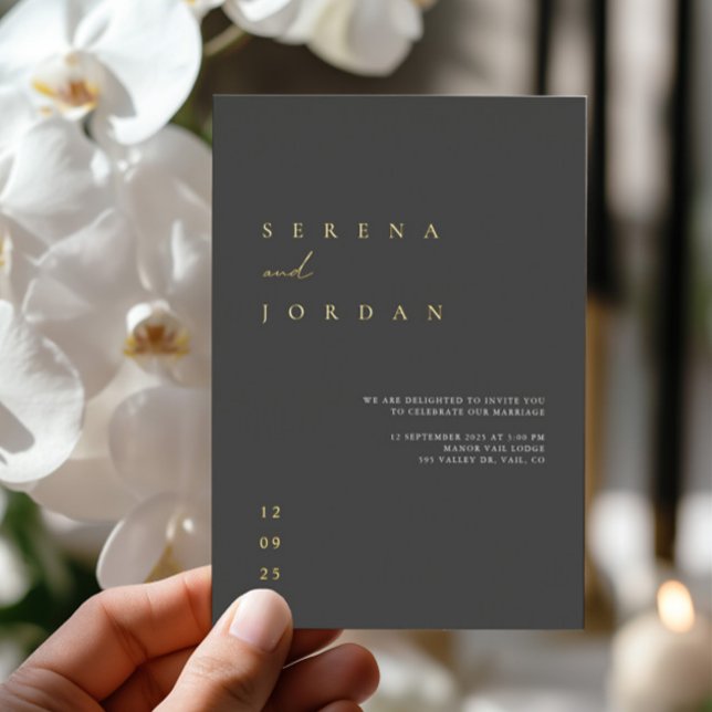 Aluminium Invitation de mariage élégante minimale en feuille (Elegant Minimal Black Foil Wedding Foil Invitation)