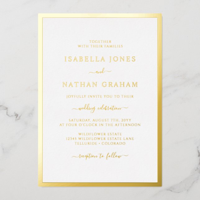 Aluminium Invitation de mariage élégante simple en feuille d (Recto)