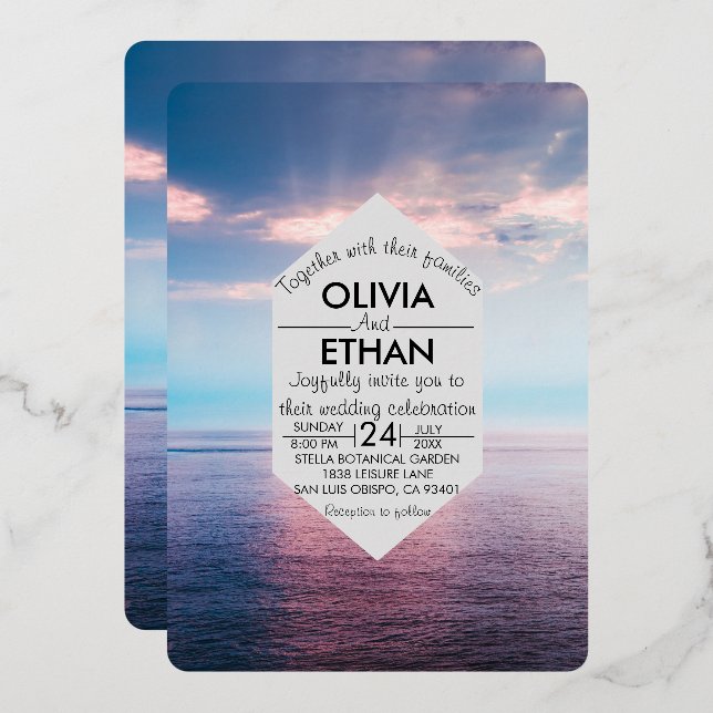 Aluminium Invitation de mariage en feuille d'aluminium avec  (Recto/Verso)