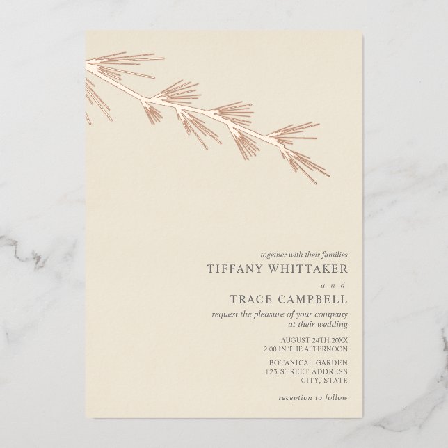 Aluminium Invitation de mariage en feuille d'aluminium Crème (Recto)