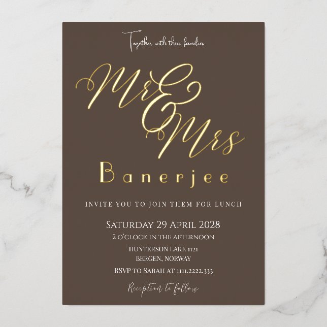 Aluminium Invitation de mariage en feuille d'aluminium M. et (Recto)