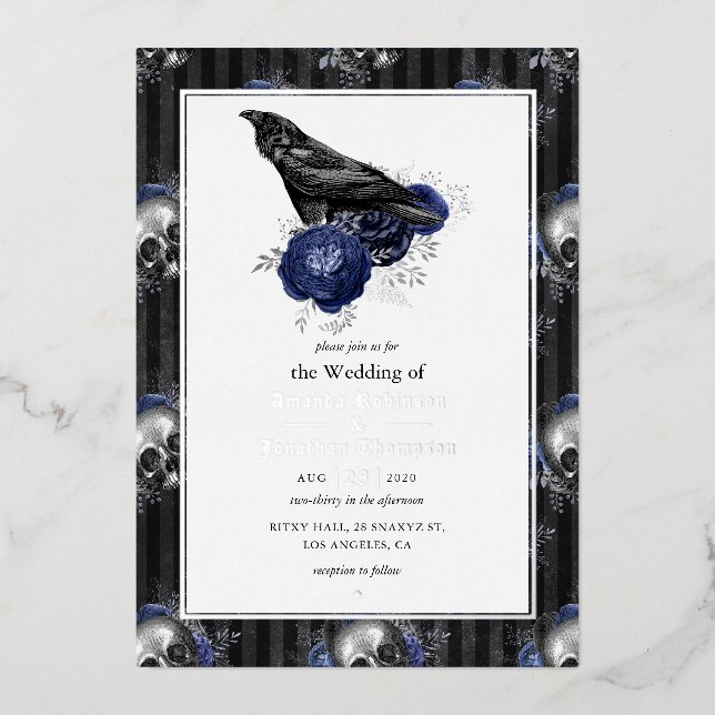 Aluminium Invitation de mariage en feuille d'argent gothique (Recto)
