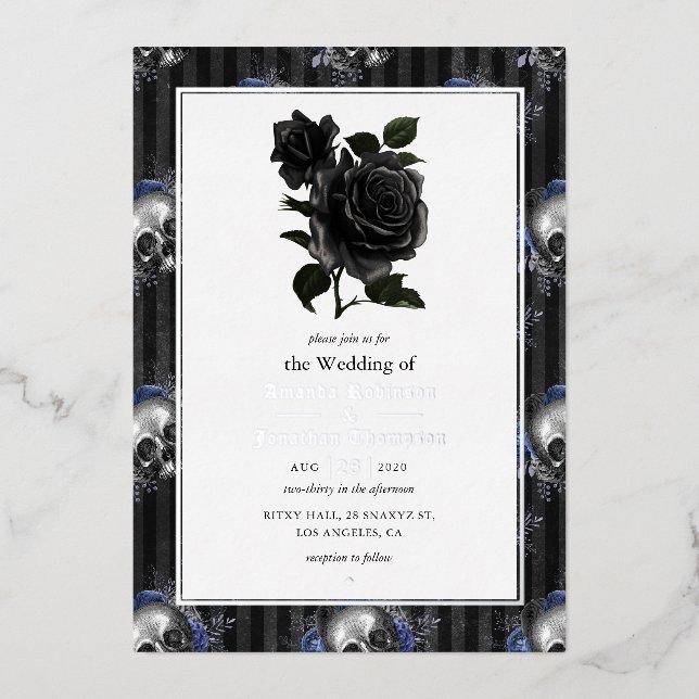 Aluminium Invitation de mariage en feuille d'argent gothique (Recto)