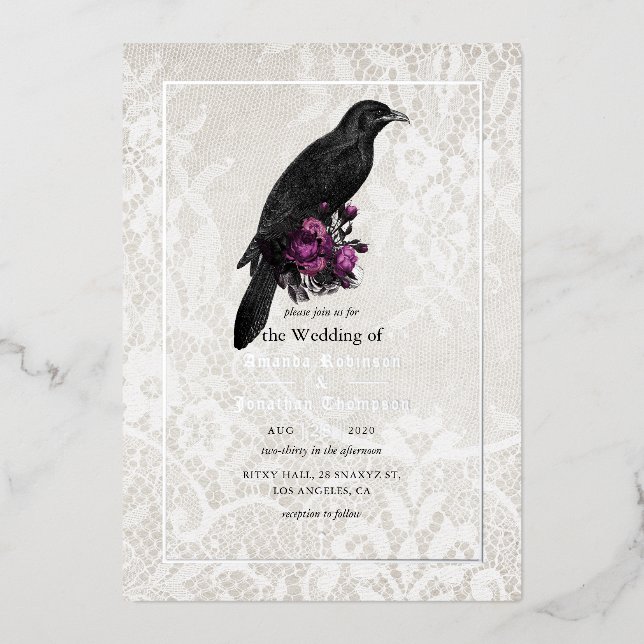 Aluminium Invitation de mariage en feuille d'argent gothique (Recto)