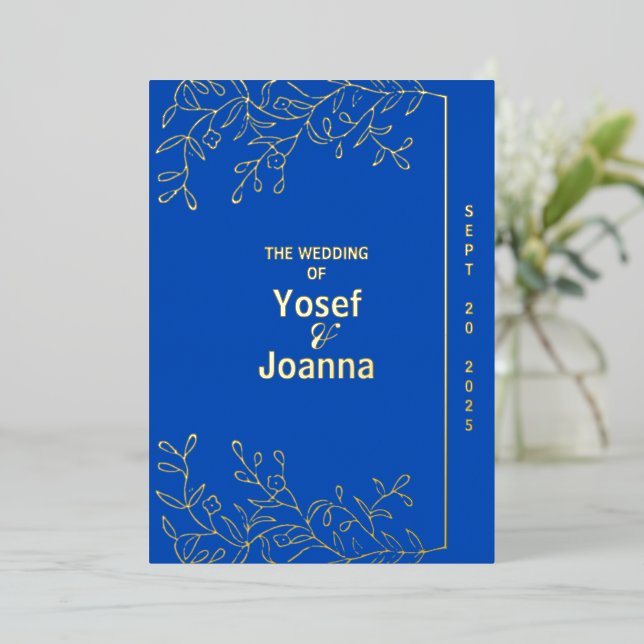 Aluminium Invitation de mariage en feuille de saphir (Debout devant)