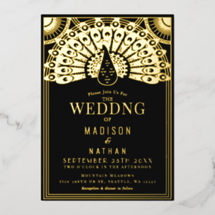 Aluminium Invitation de mariage en feuille d'or à motif de p