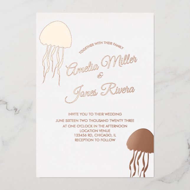 Aluminium Invitation de mariage en feuille d'or en forme de  (Recto)