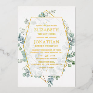 Aluminium Invitation de mariage en feuille d'or géométrique