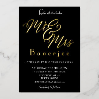 Aluminium Invitation de mariage en feuille d'or M. et Mme