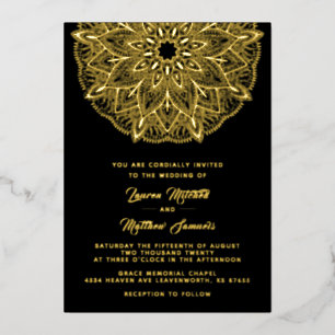 Aluminium Invitation de mariage en feuille d'or Mandala