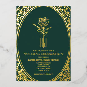 Aluminium Invitation de mariage en feuille métallique verte 