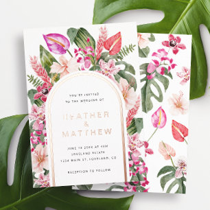 Aluminium Invitation de mariage en feuille métallisée Floral