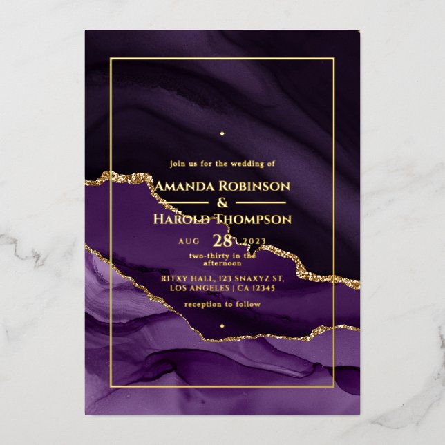 Aluminium Invitation de mariage en papier d'aluminium avec a (Recto)