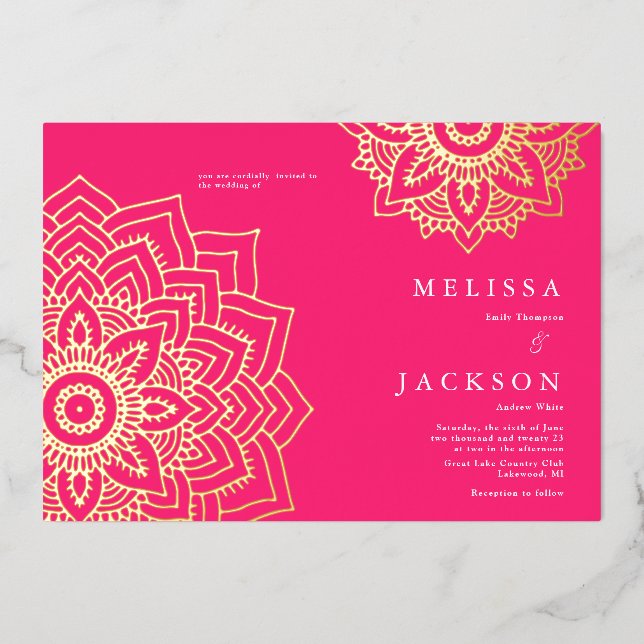 Aluminium Invitation de mariage en papier d'aluminium mandal (Recto)