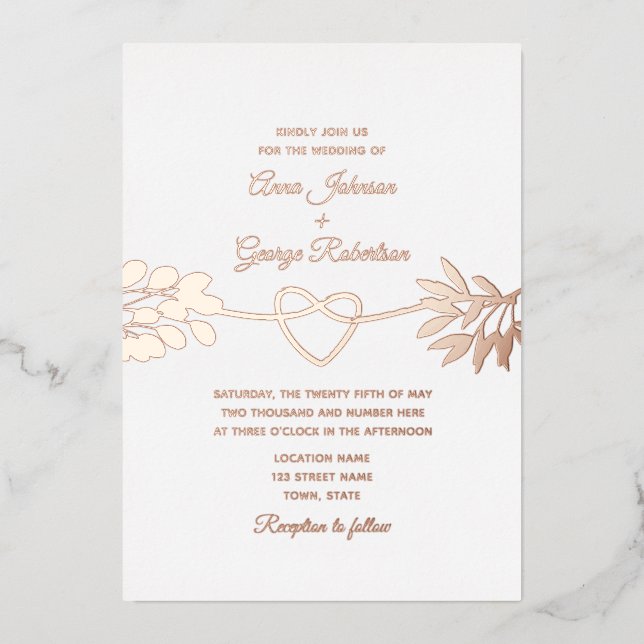 Aluminium Invitation de mariage en papier d'aluminium Rose G (Recto)