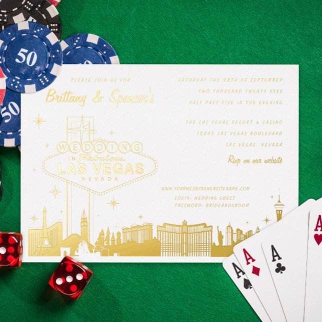 Aluminium Invitation de mariage en papier doré à Las Vegas (Créateur téléchargé)