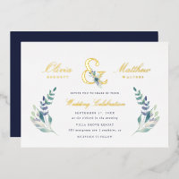Invitation de mariage en papier métallisé Luxe Flo