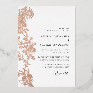 Aluminium Invitation de mariage florale en or rose vintage a