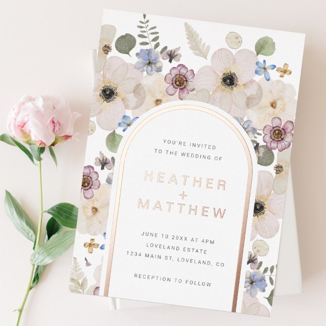 Aluminium Invitation de mariage florale moderne en feuille m (Modern Floral Wedding Foil Invitation by Painted Paperie
)