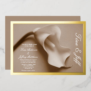 Aluminium invitation de mariage lys calla en feuille métalli
