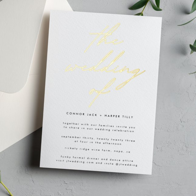 Aluminium Invitation de mariage moderne en feuille d'or véri (Créateur téléchargé)