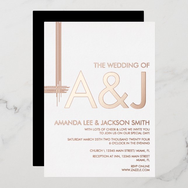 Aluminium Invitation de mariage moderne en ligne abstraite e (Recto/Verso)