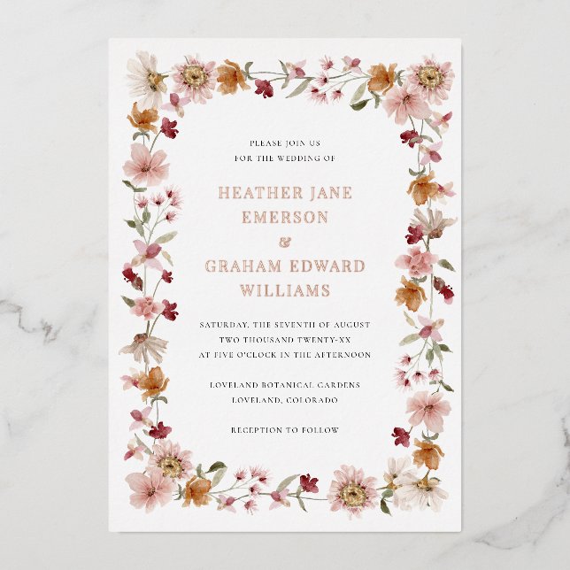 Aluminium Invitation de mariage rustique en papier métallisé (Recto)