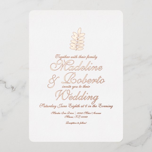 Aluminium Invitation de mariage simple en feuille d'aluminiu (Recto)