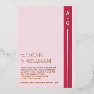 Aluminium Invitation de mariage simple moderne en feuille d'